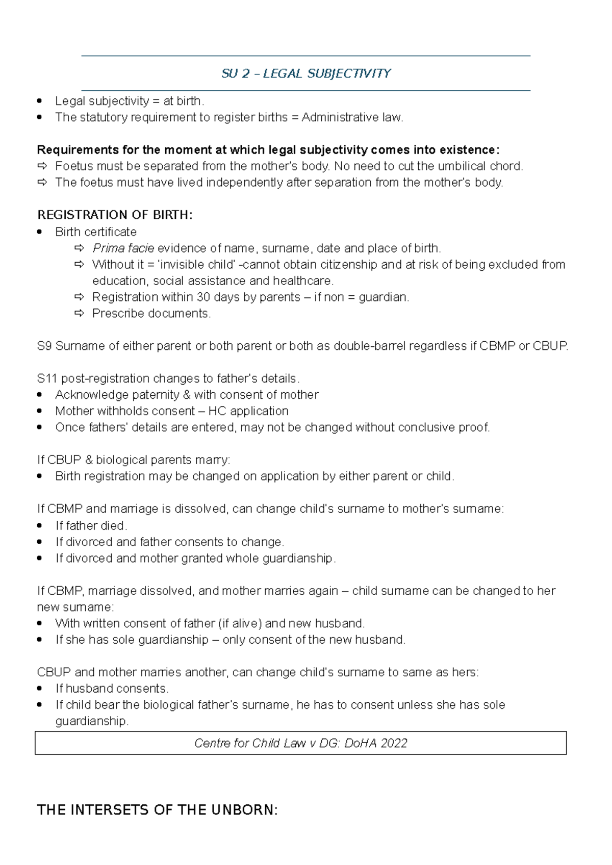 SU 2 - Legal personality - SU 2 – LEGAL SUBJECTIVITY Legal subjectivity ...