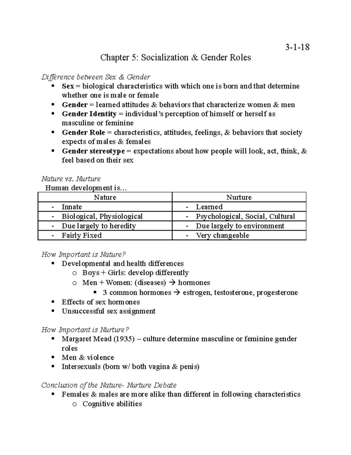 Chp. 5 FMST 101 - Lecture notes 5 - 3-1-18 Chapter 5: Socialization ...