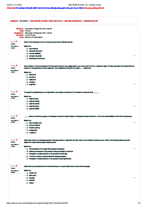 [OB] Final EXAM - ORGANIZATIONAL BEHAVIOR REVIEW Describe The Manager’s ...