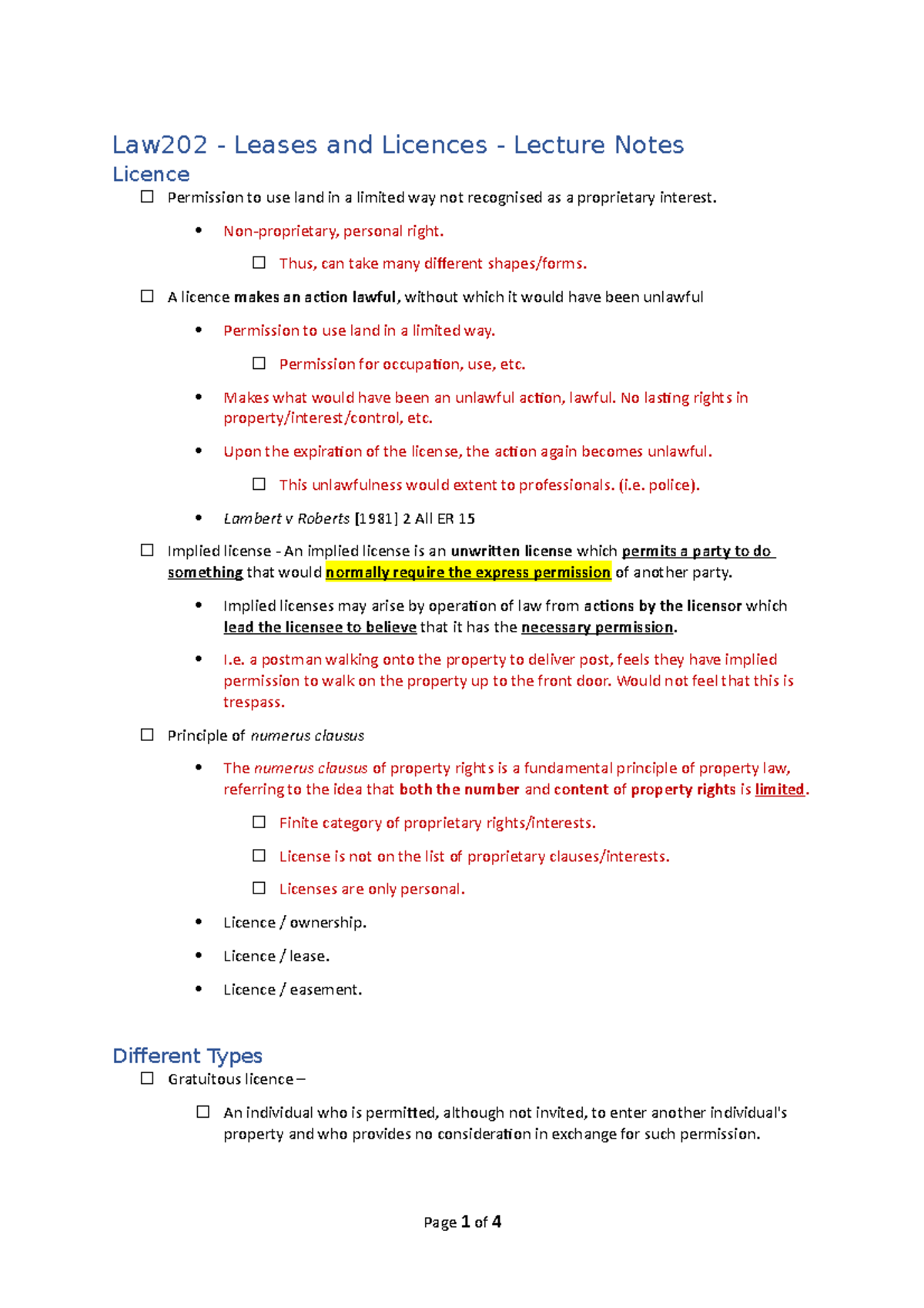 Law202 - Leases and Licences - Lecture Notes - Law202 - Leases and ...