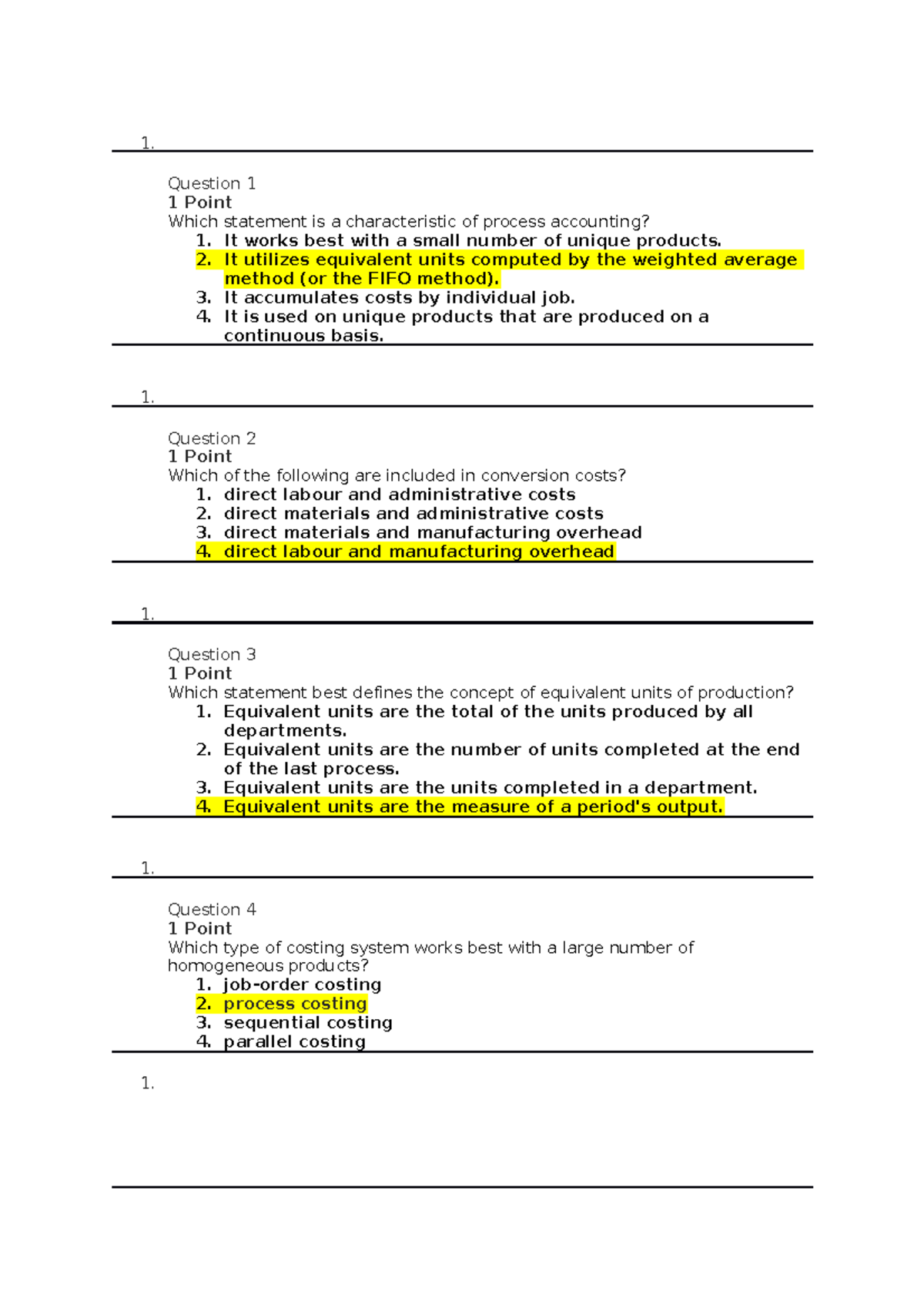 QUIZ 6 - Quiz - 1. Question 1 1 Point Which statement is a ...