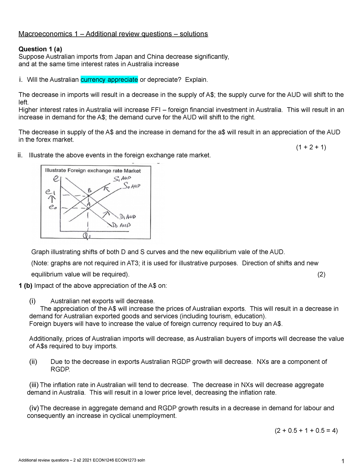 Add Revision Solution - Macroeconomics 1 – Additional review questions ...