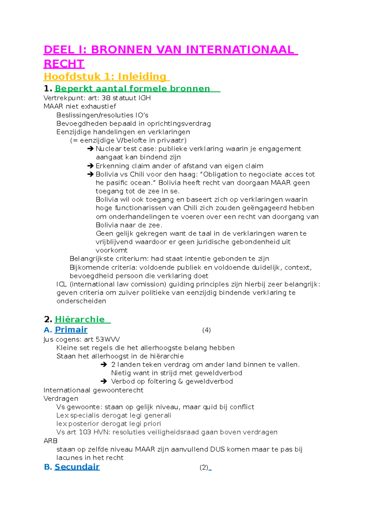 Internationaal Recht 2020-2021 Deel I - DEEL I: BRONNEN VAN ...
