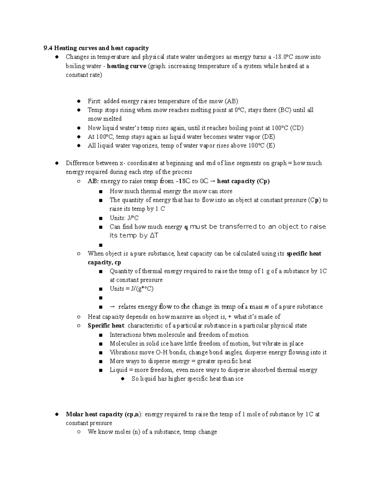 Thermochemistry (9 General chemistry II notes 9 Heating curves and