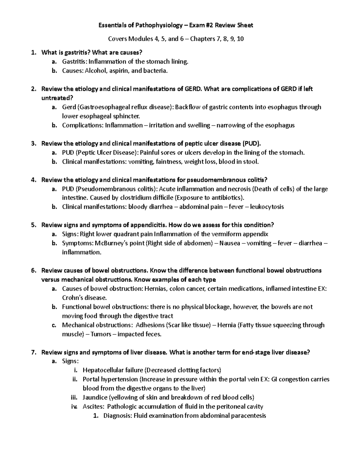 Essentials Of Pathophysiology - Exam 2 Review Sheet - Essentials Of ...