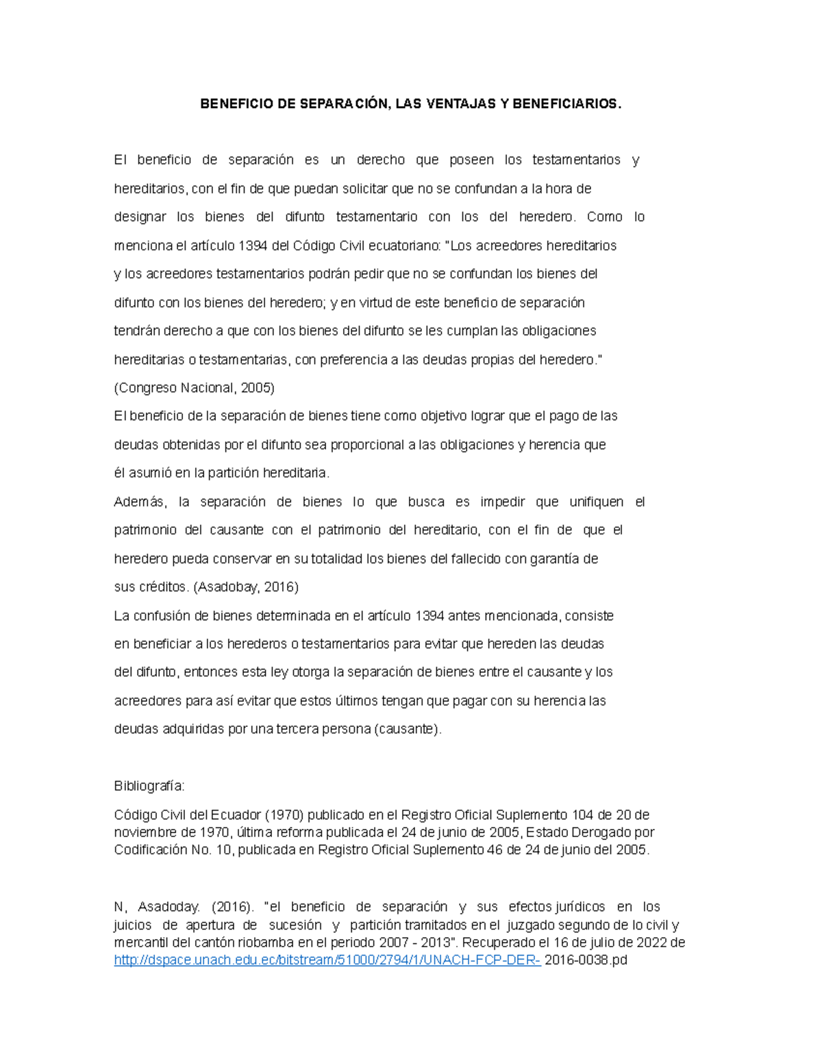 Beneficio de separación BENEFICIO DE SEPARACIÓN, LAS VENTAJAS Y