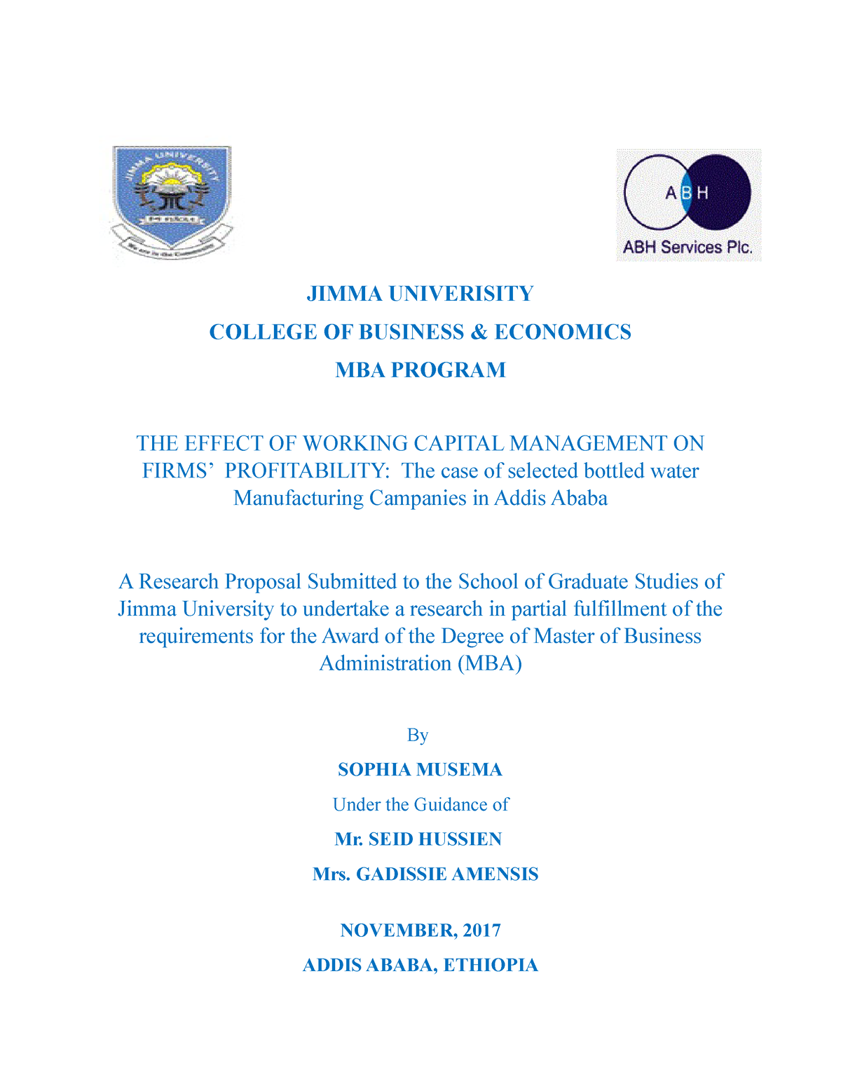 mba thesis jimma university pdf