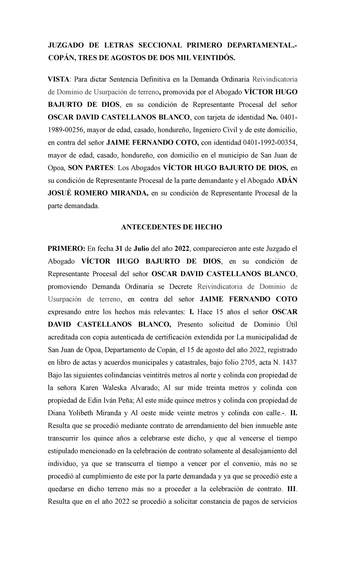 Sentencias - Sentencia - JUZGADO DE LETRAS SECCIONAL PRIMERO ...