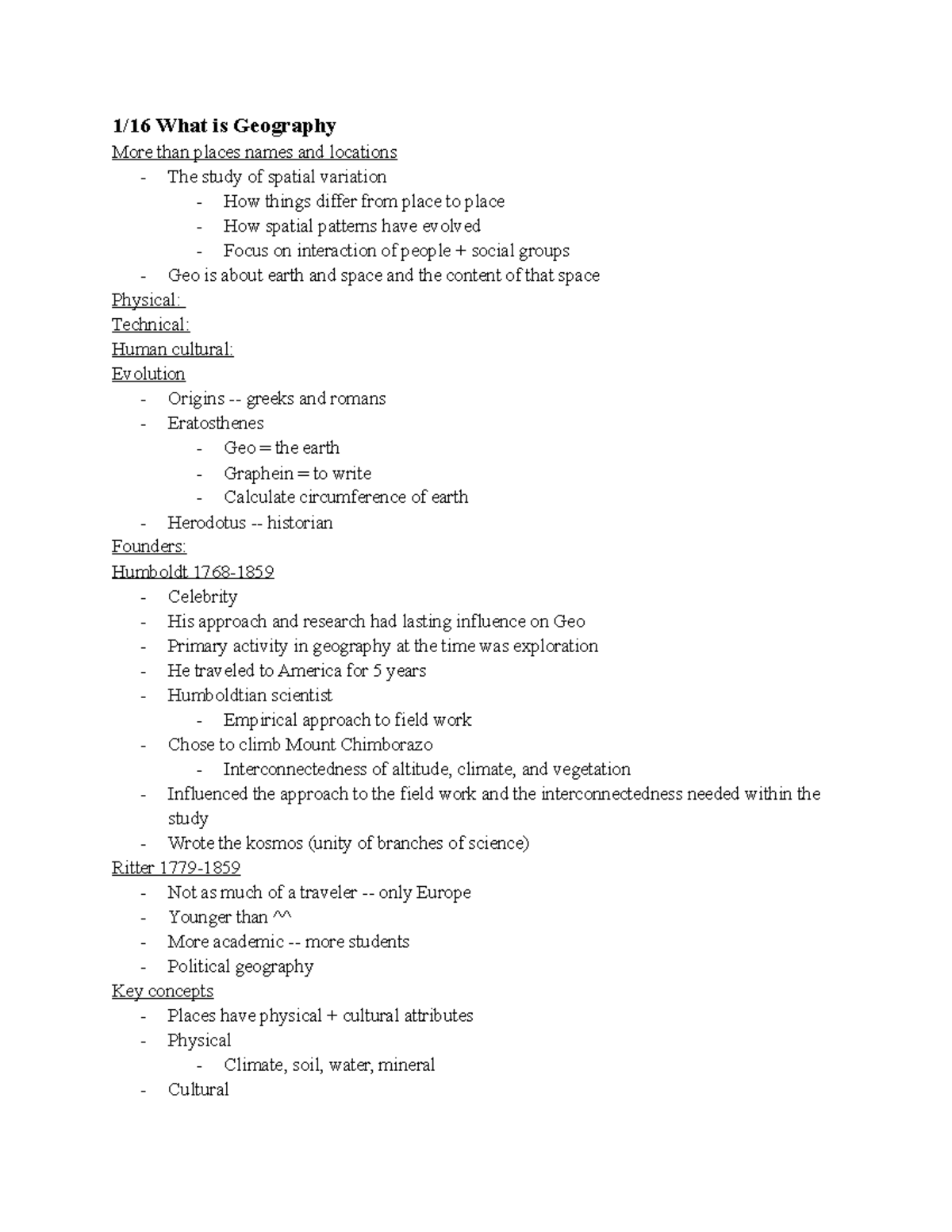 Notes GEO 1 16 What Is Geography More Than Places Names And