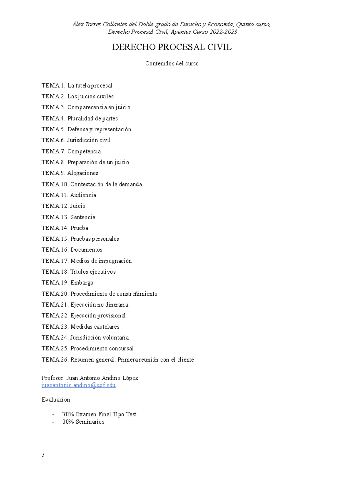 Apuntes Procesal Civil - Derecho Procesal Civil, Apuntes Curso 2022 ...