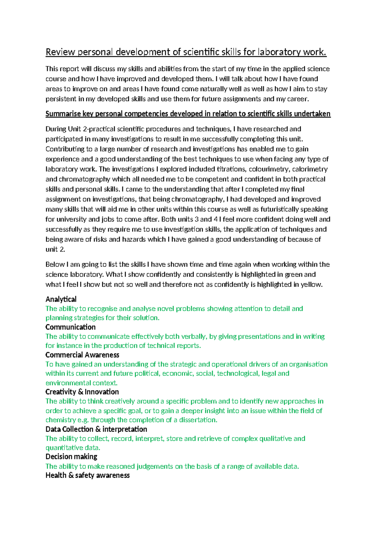 Unit 2 Assignment D Example - Review personal development of scientific ...