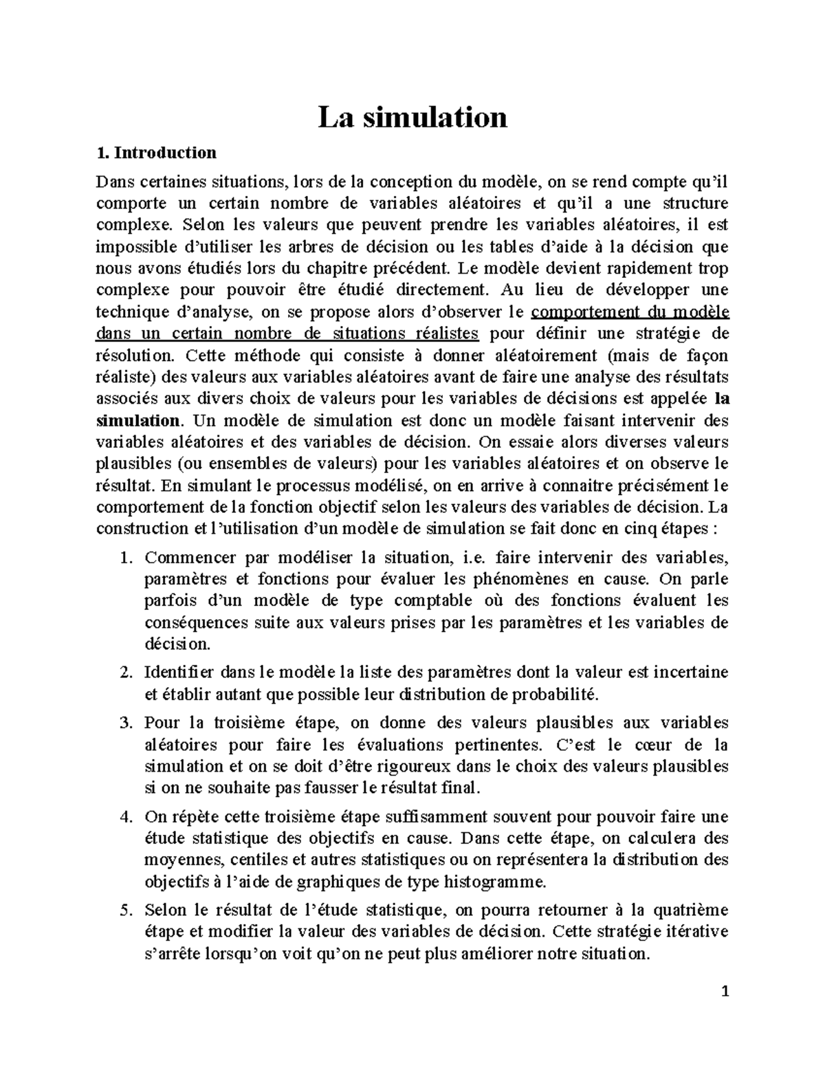 2604-Seance 10-Simulation - La simulation Introduction Dans certaines ...