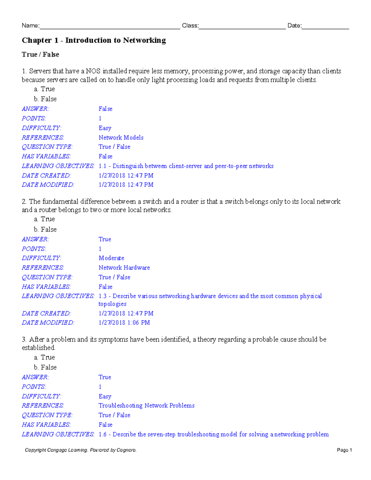 Chapter 1 Introduction to Networking Chapter 1 Introduction to