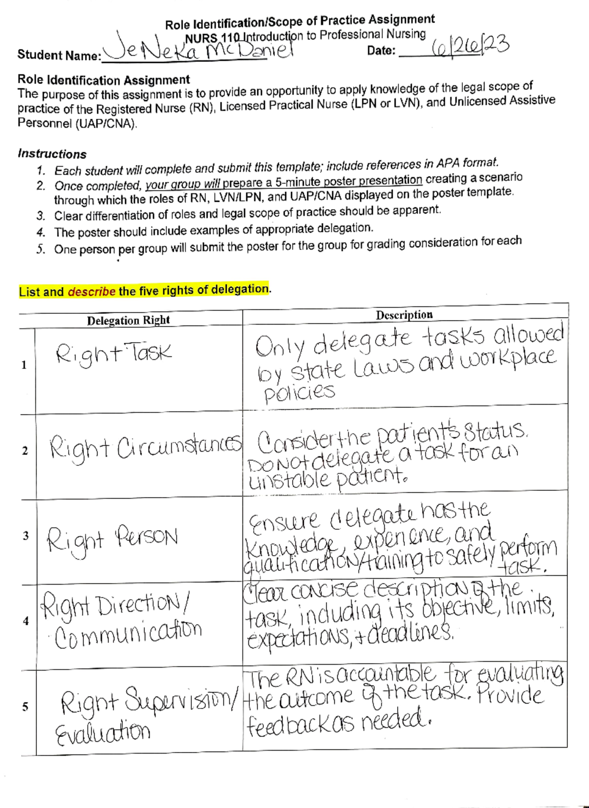 Scope Of Practice Paper - Student Name: Role LdentificationAssignment ...