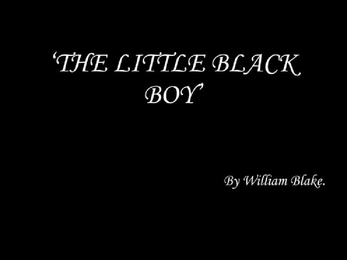 The little black boy 1816659 english literature Studocu