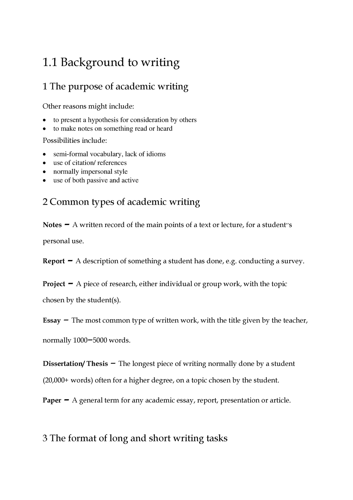 1-1 - English - 1 Background to writing 1 The purpose of academic ...