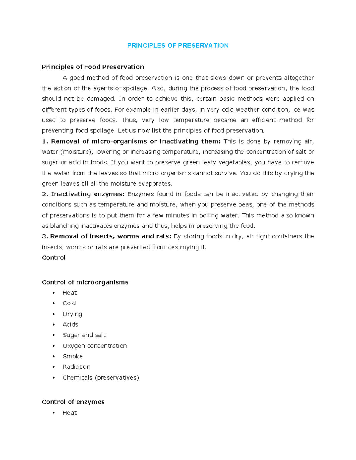 FOOD PROCESSING AND PRESERVATION FOR SEMESTER 2 PRINCIPLES OF