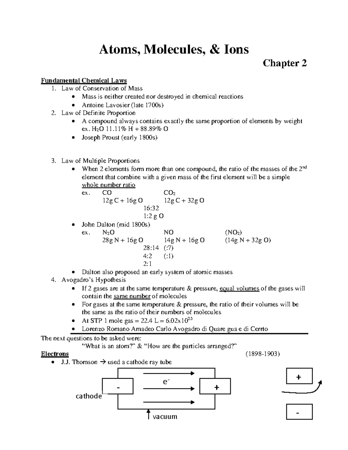 Chapter 2 Atoms Molecules and Ions - Atoms, Molecules, & Ions Chapter 2 ...