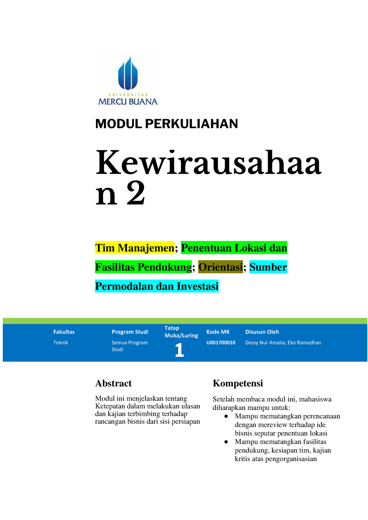 Kewirausahaan 1 - Aaaaaaaaaaaaaaaaaaaaaaaaaa - MODUL PERKULIAHAN ...