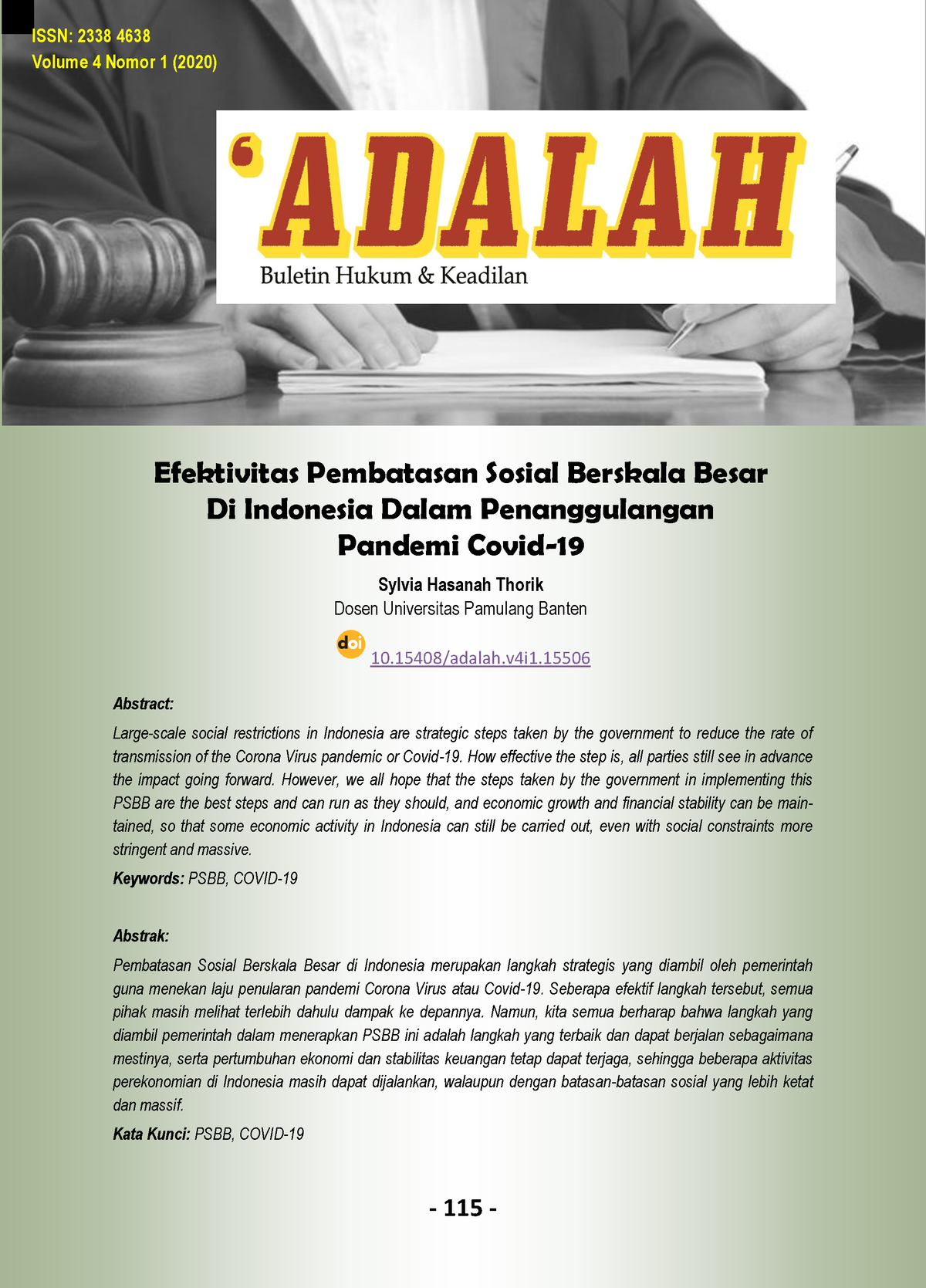 148. Efektivitas Pembatasan Sosial Berskala Besar Di Indonesia Dalam ...