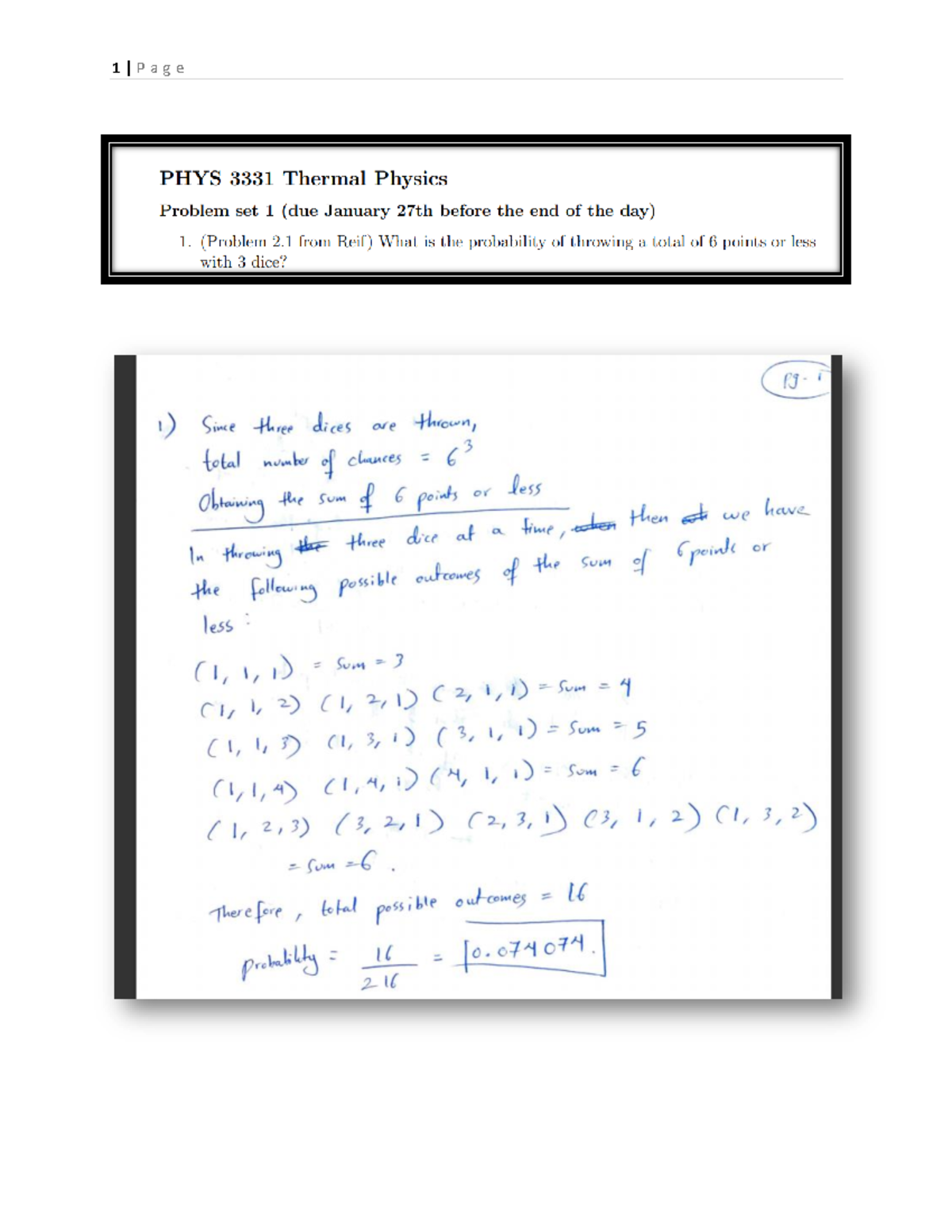 HOMEOWORK 1 Solution - PHYS 3331 - Studocu