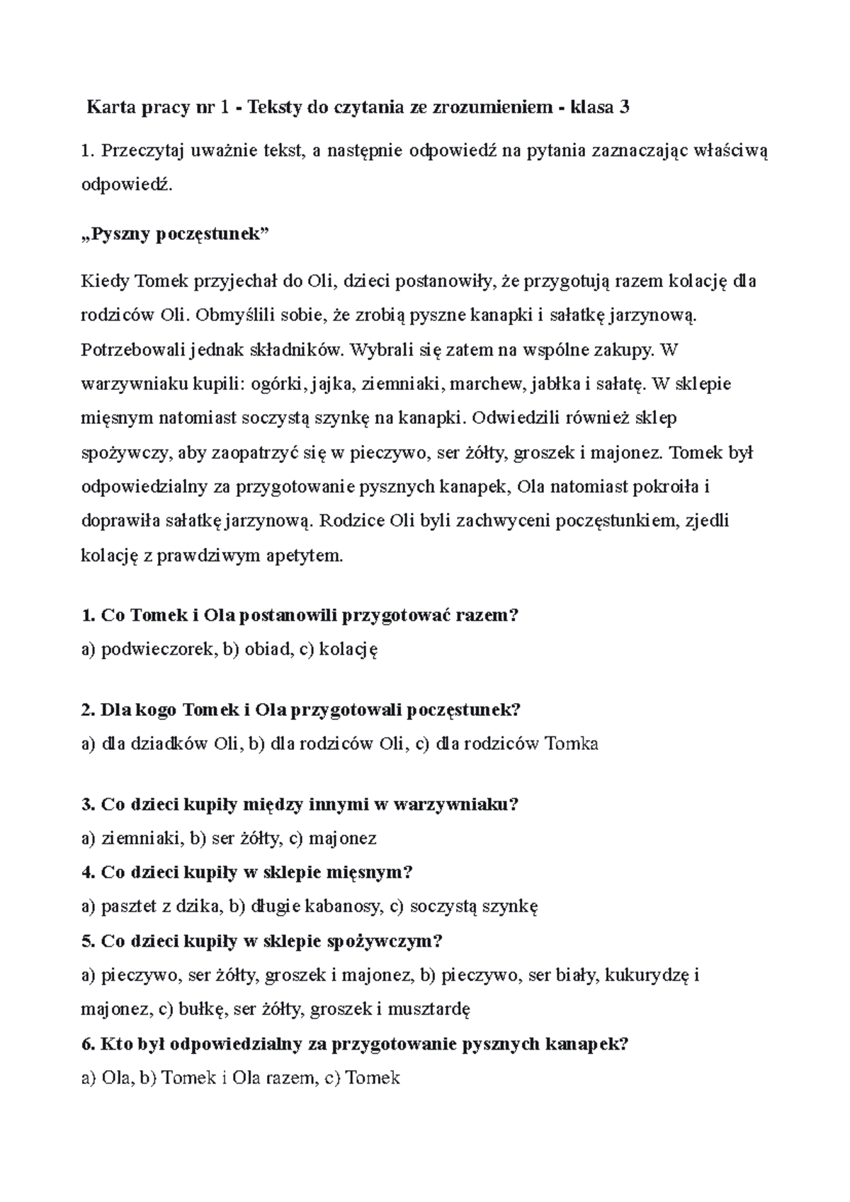 Karta pracy 1 edukacja polonistyczna klasa 3 - Karta pracy nr 1