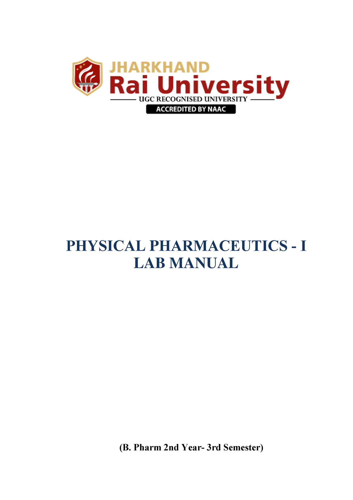 Lab Manual Physical Pharmaceutics I - PHYSICAL PHARMACEUTICS - I LAB ...