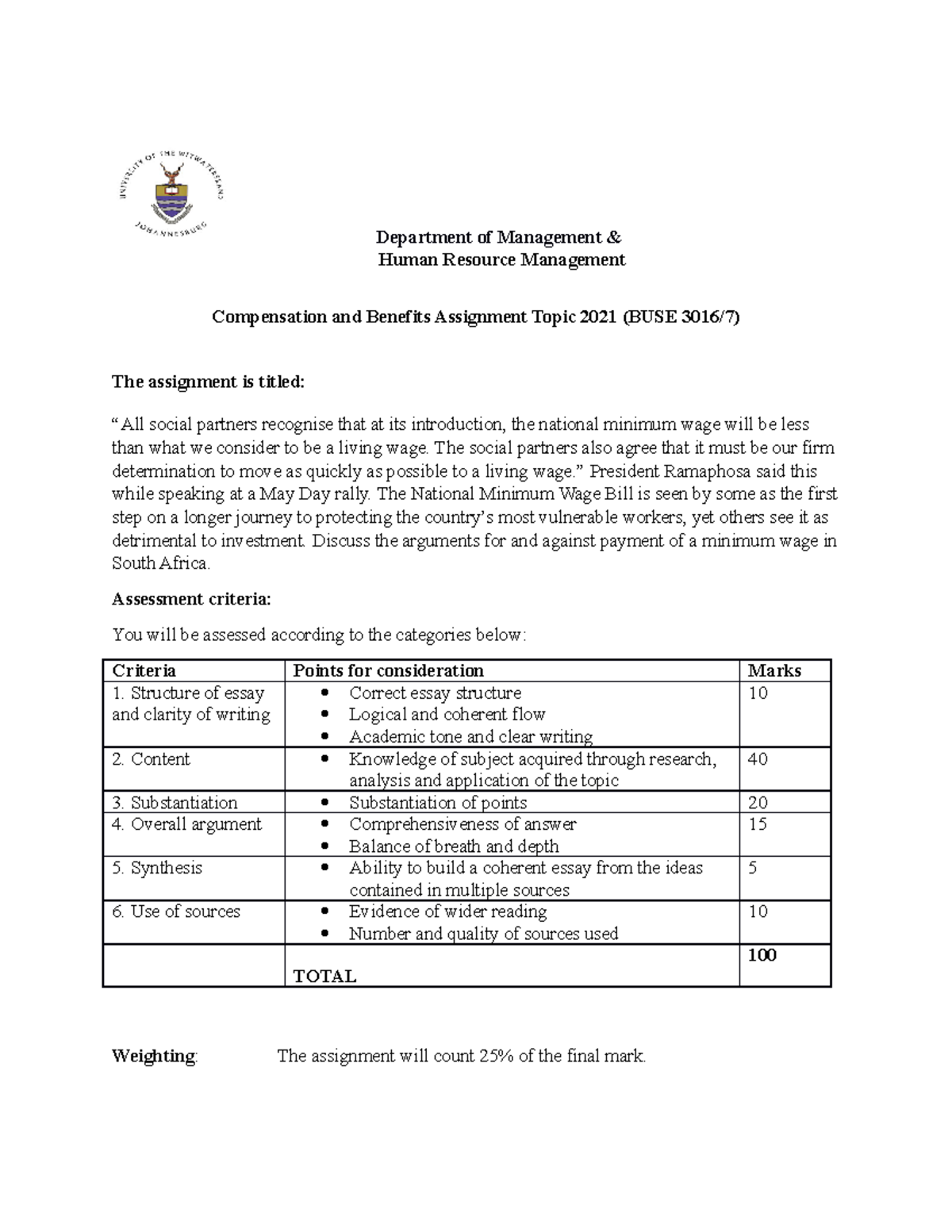 Compensation+and+benefits+assignment+2021 - Department of Management ...
