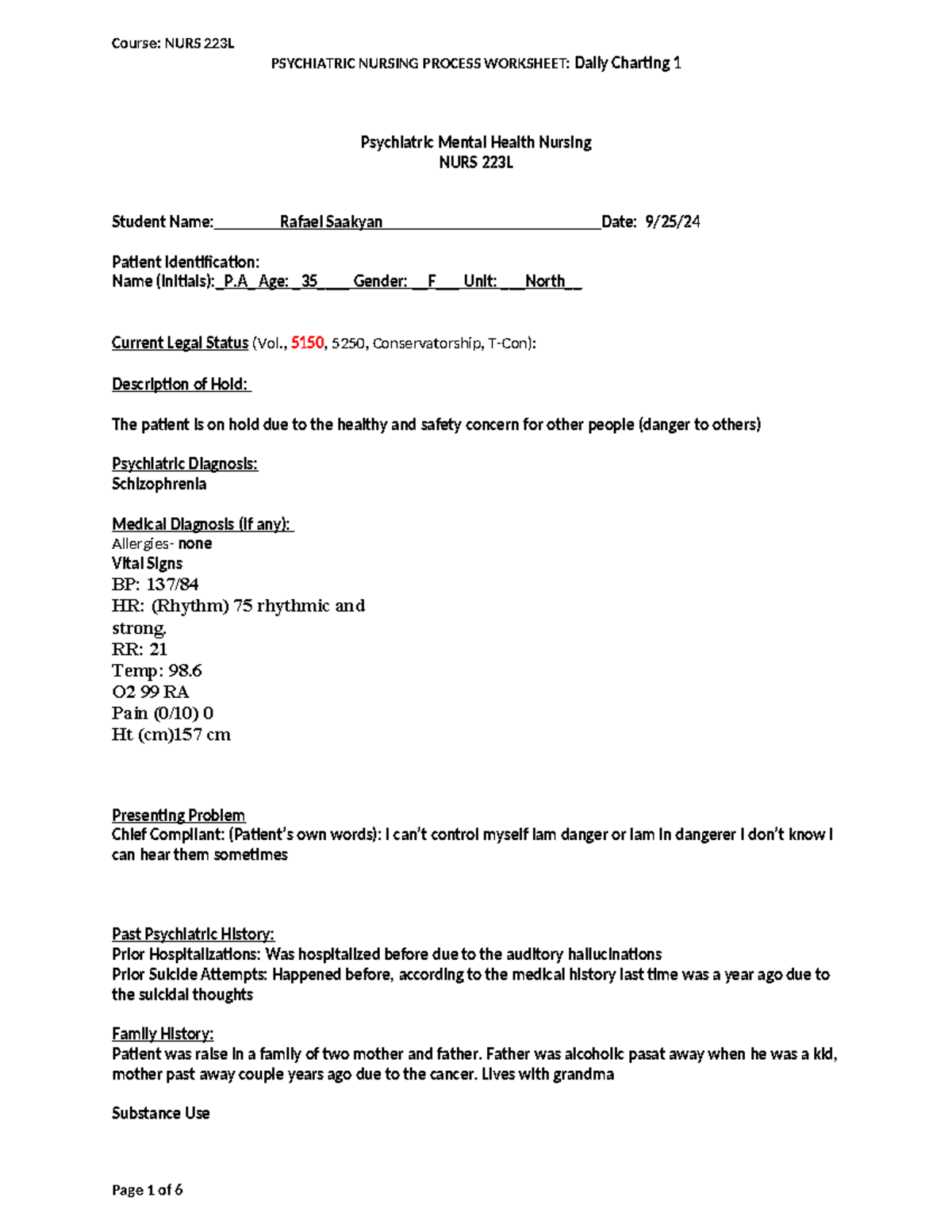 NURS223 Indirect patient care assignment - Nurs 211L - WCU - Studocu