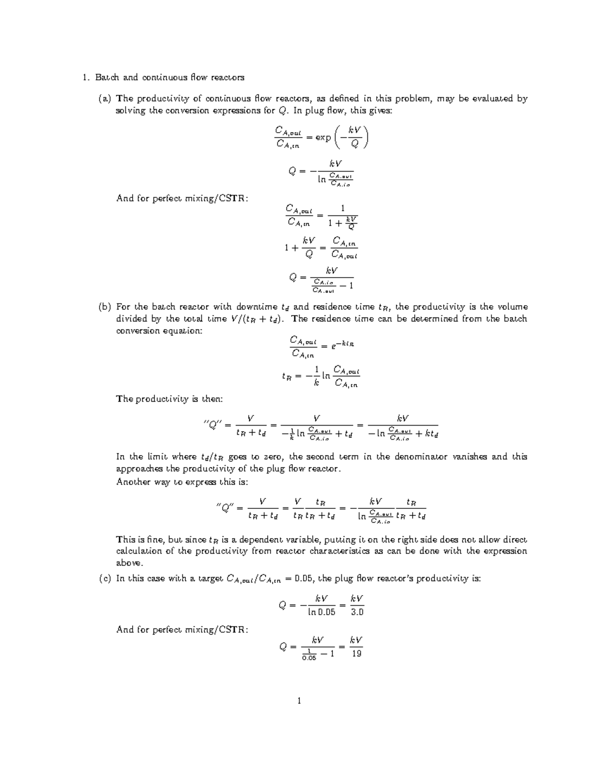 Contflow-solution - efef - Batch and continuous flow reactors (a) The ...