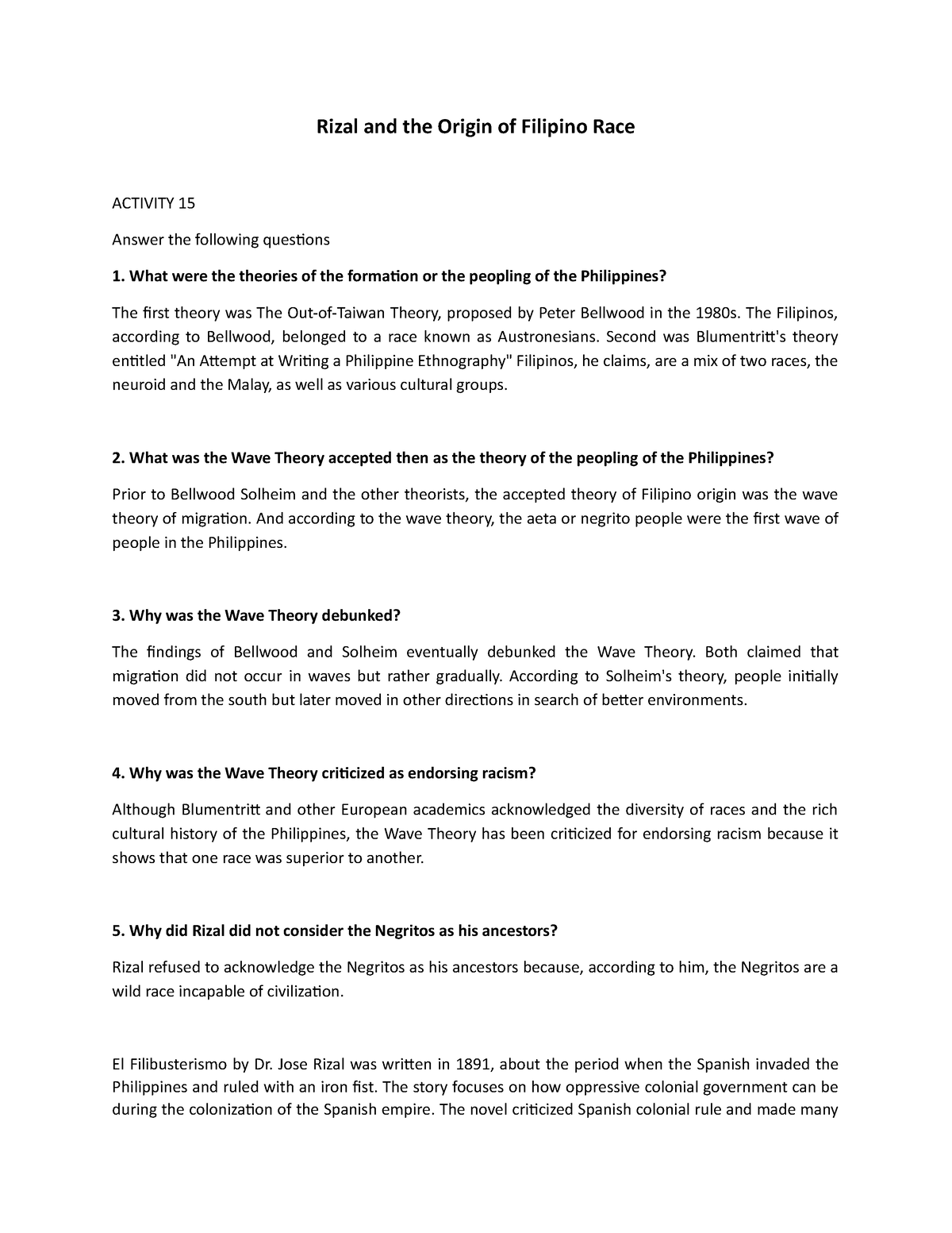 R15 - R15 RIZAL - Rizal And The Origin Of Filipino Race ACTIVITY 15 ...