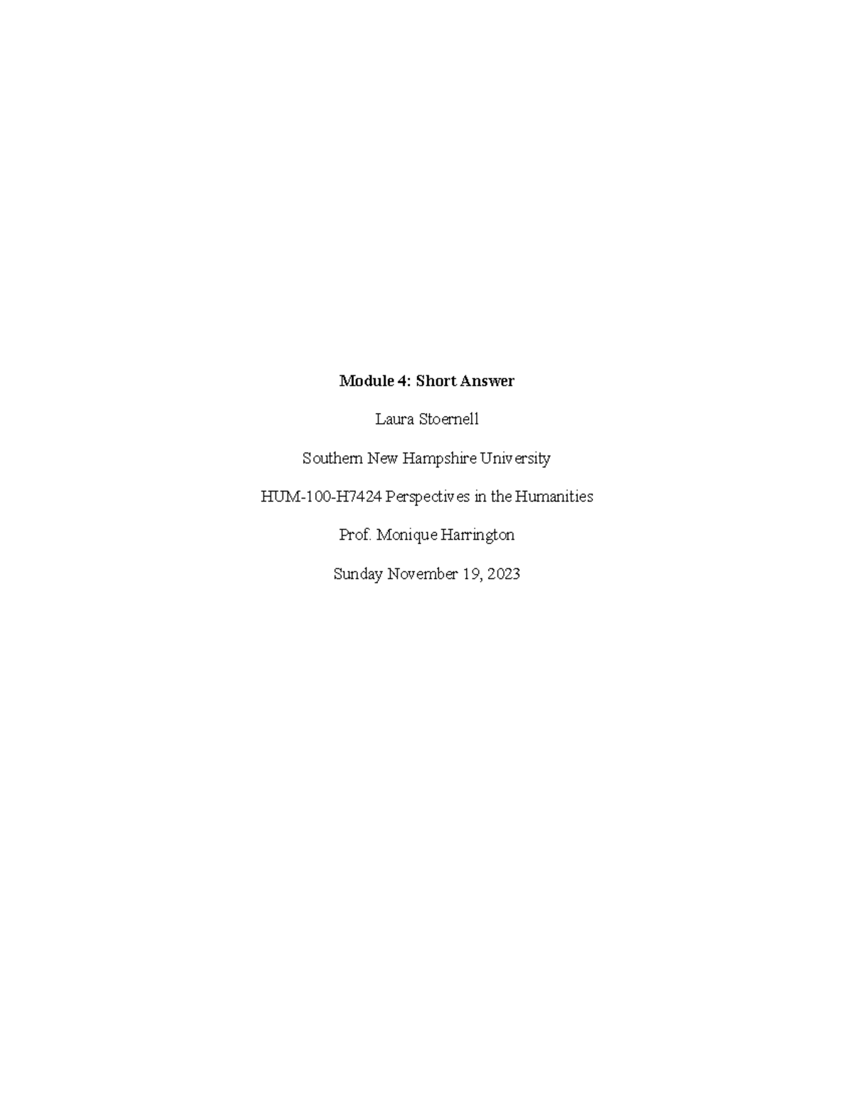 Module 4 - Short Answer - Stoernell - Module 4: Short Answer Laura ...