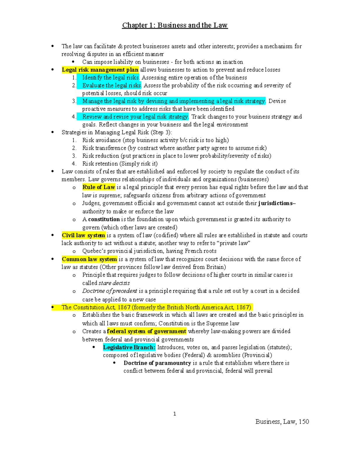 BLAW- Chapter 1 - Chapter 1: Business And The Law The Law Can ...