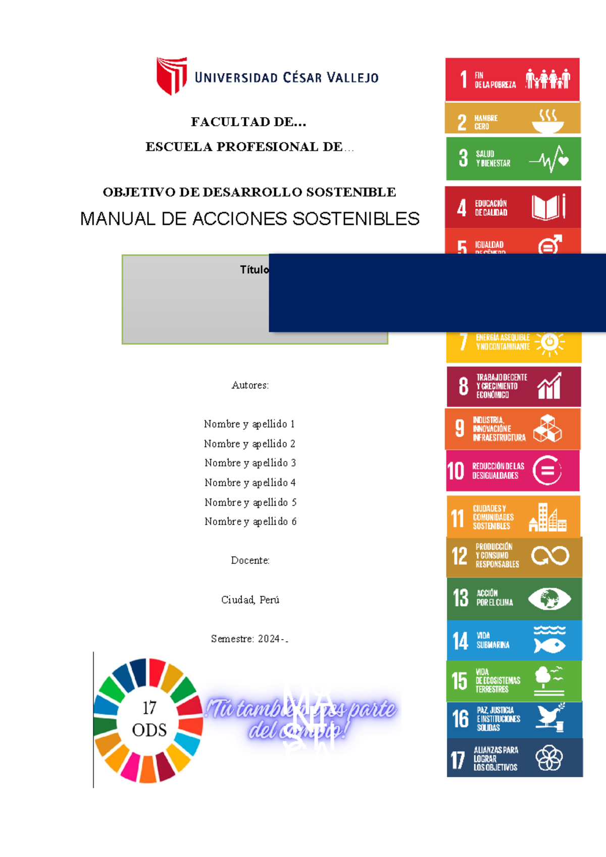 Manual de acciones sostenibles ODS - FACULTAD DE... ESCUELA PROFESIONAL ...