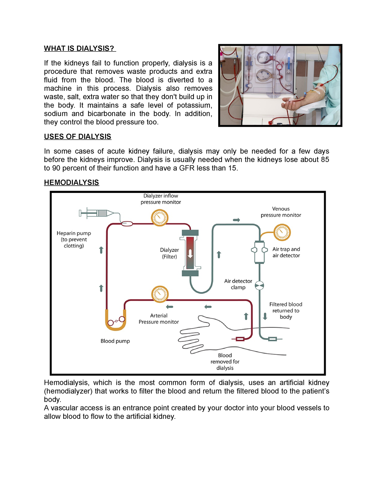 assignment on dialysis