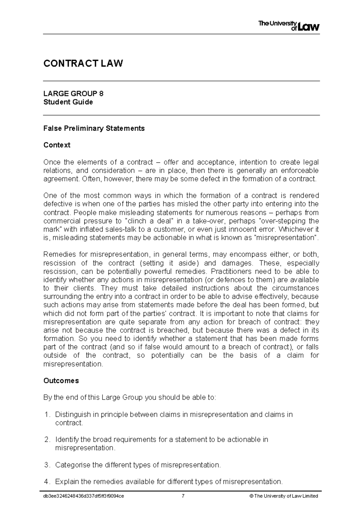 2324 cont lg08 ce01 student guide - CONTRACT LAW LARGE GROUP 8 Student ...