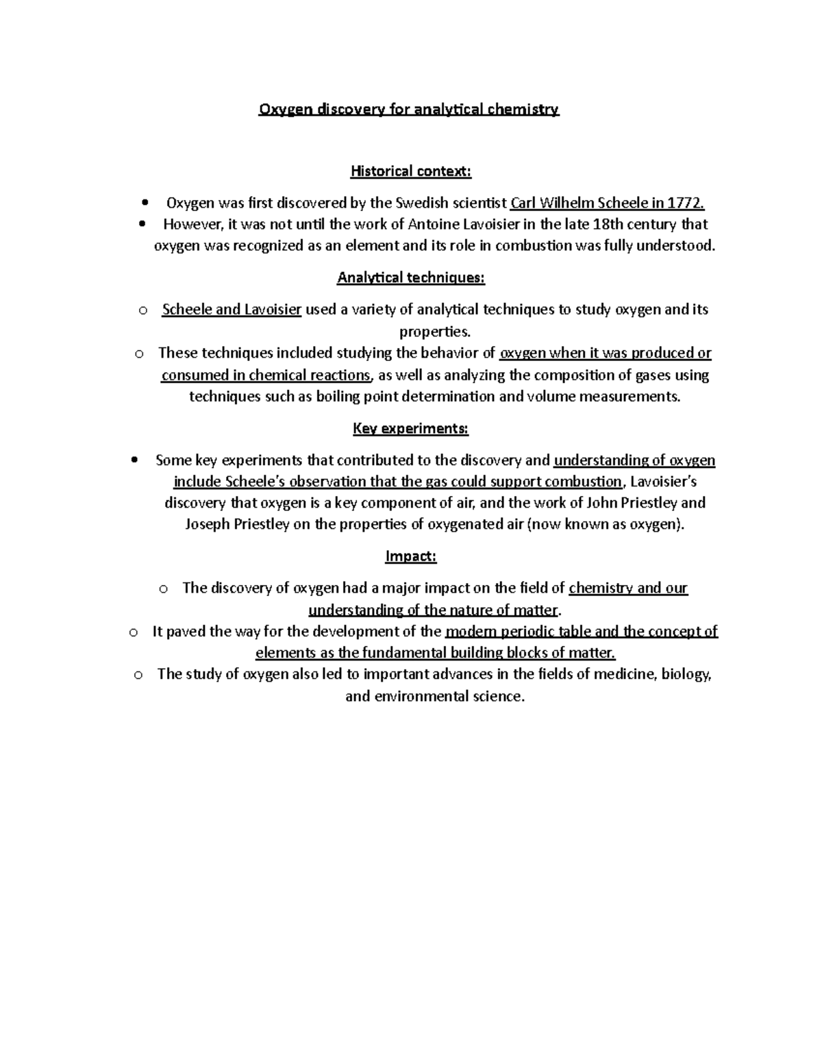 Document 87 (30) Oxygen discovery for analytical chemistry Oxygen