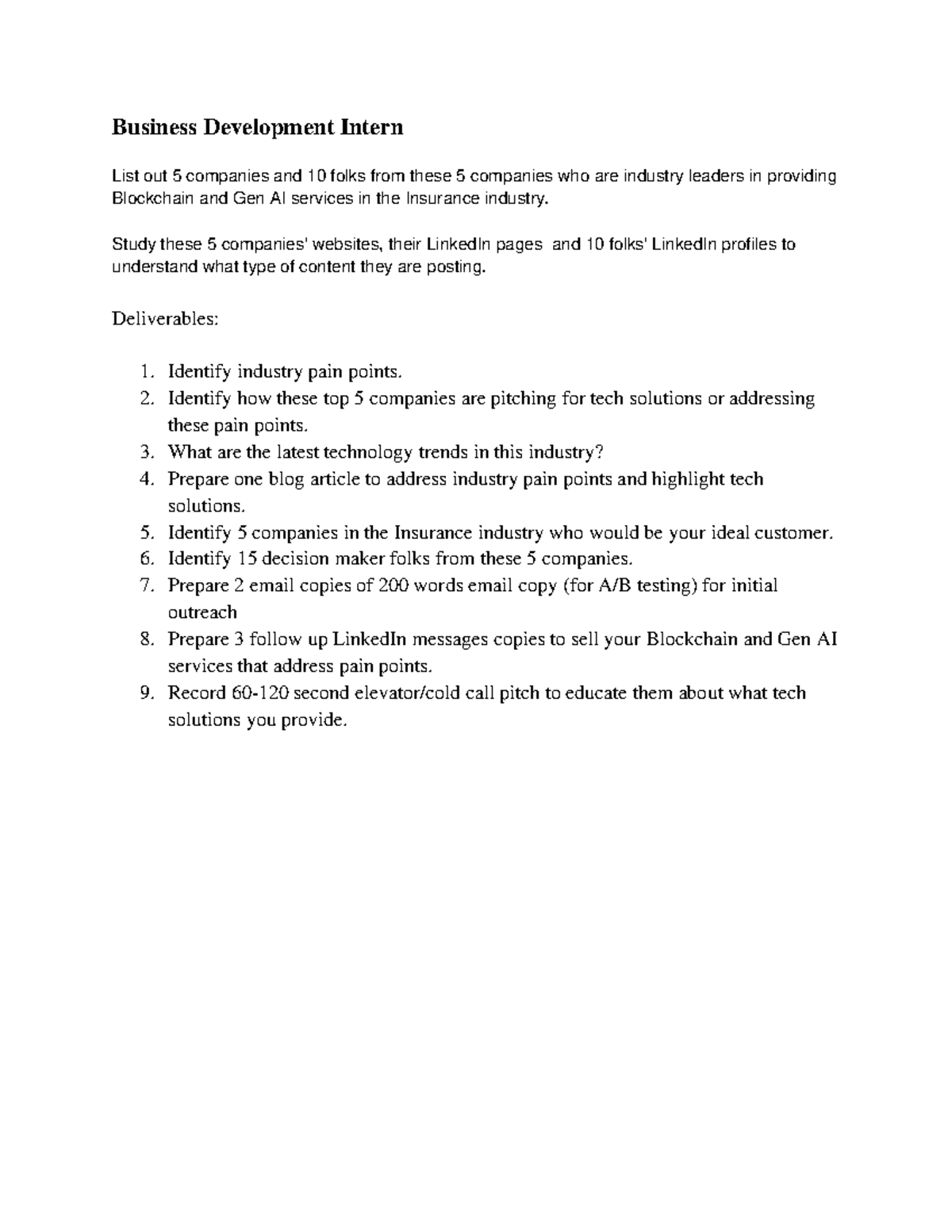 Business Development R3 - Business Development Intern List out 5 ...