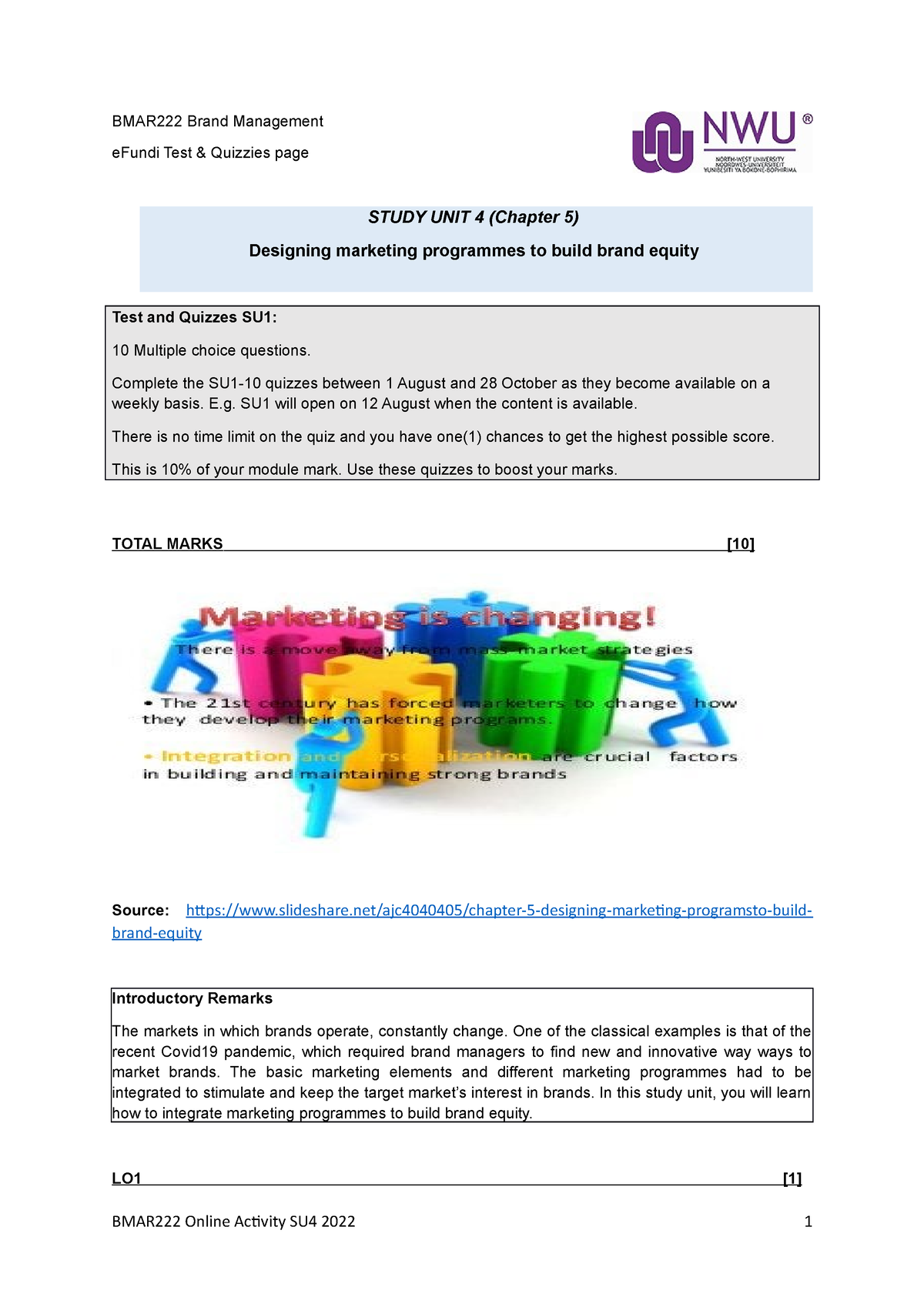 Attachment BMAR222 Study Unit 4 E Fundi Online Lesson Final - BMAR222 ...