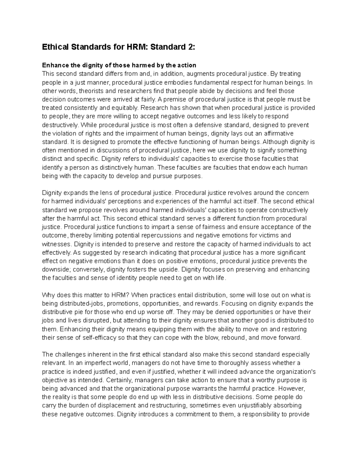 Ethical Standards for HRM- Standard 2 - By treating people in a just ...