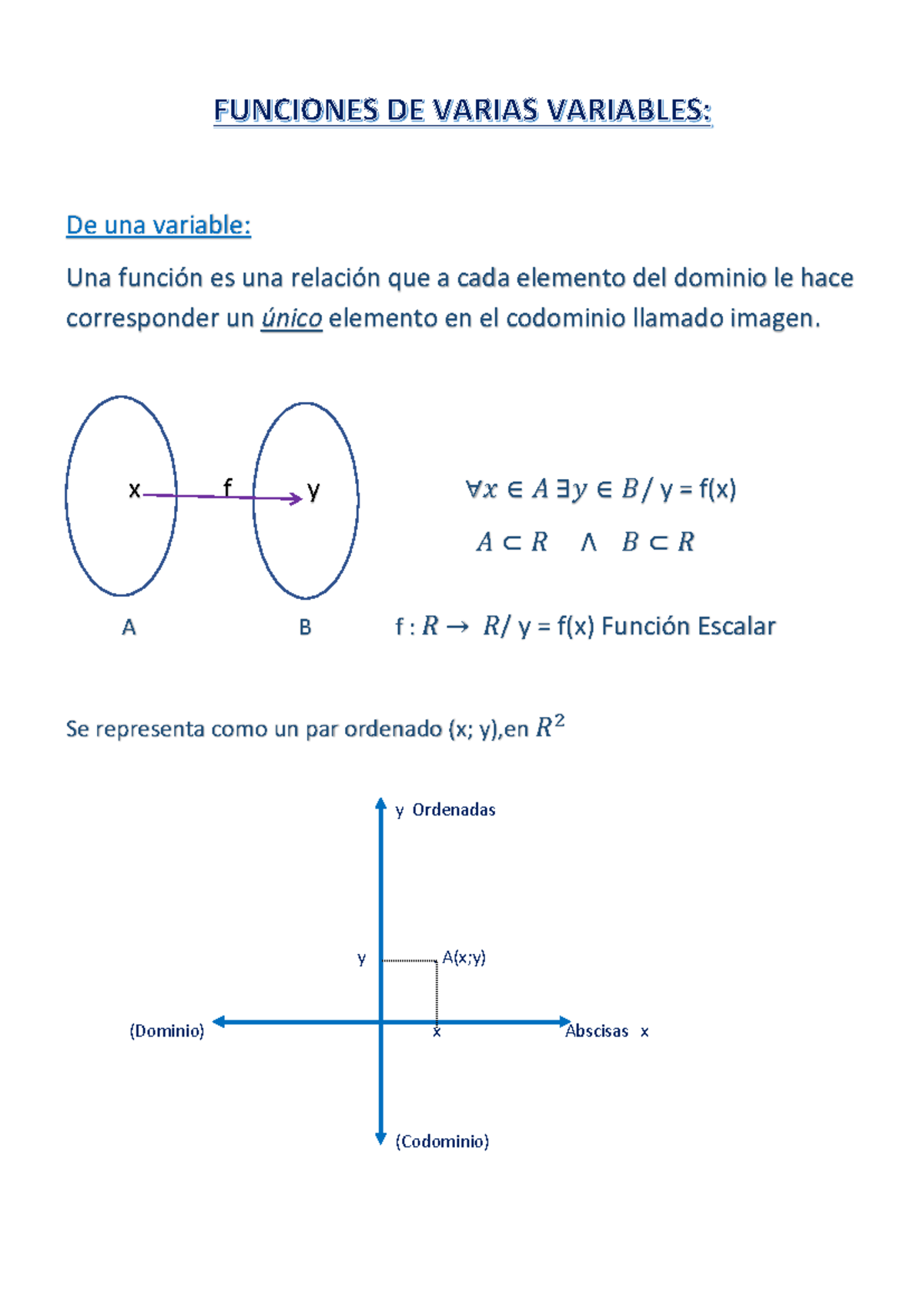 Funciones DE Varias Variables - De una variable: Una función es una ...