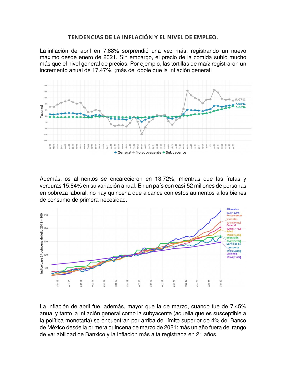 Tendencias DE LA Inflación Y EL Nivel DE Empleo - TENDENCIAS DE LA ...