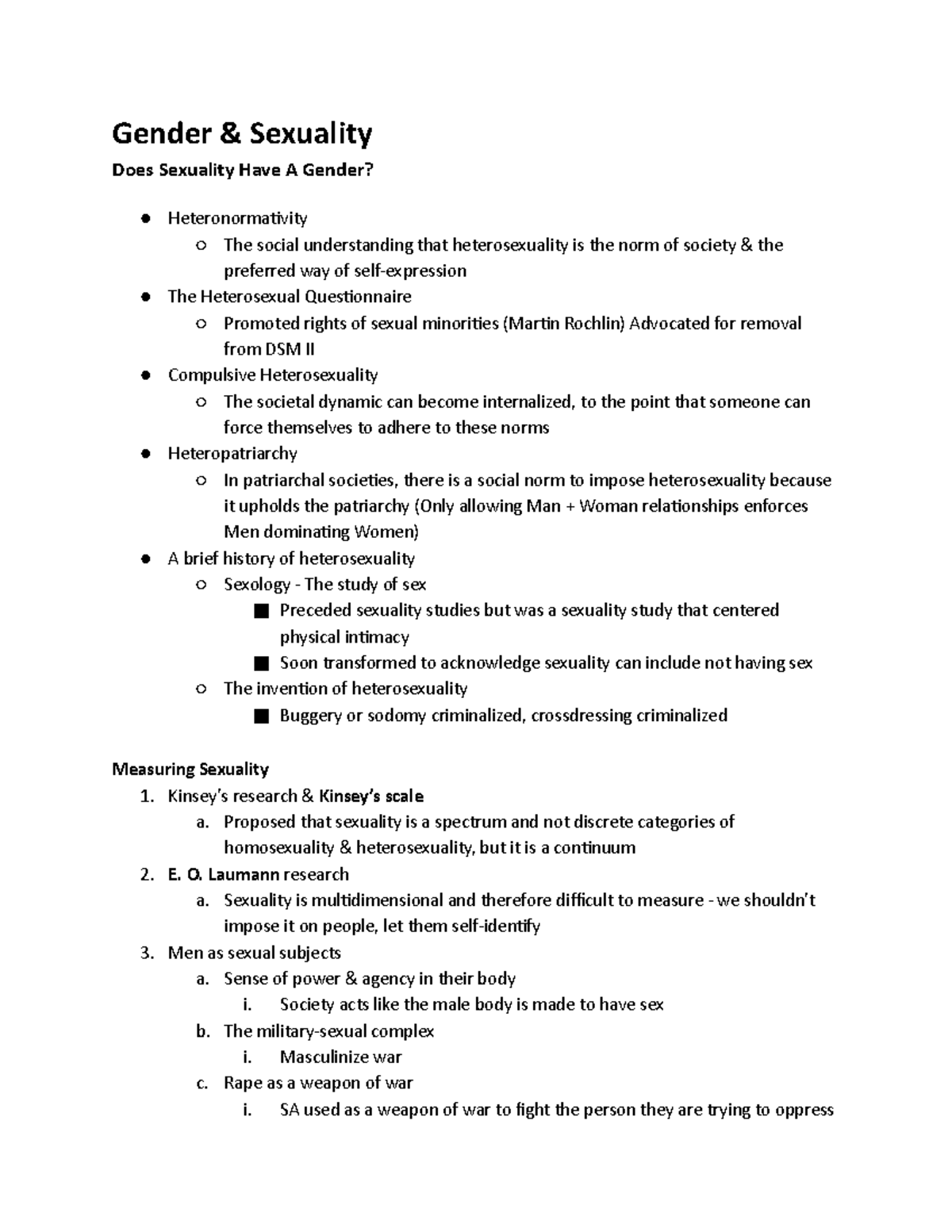 Exam 2 Notes - Gender & Sexuality Does Sexuality Have A Gender ...