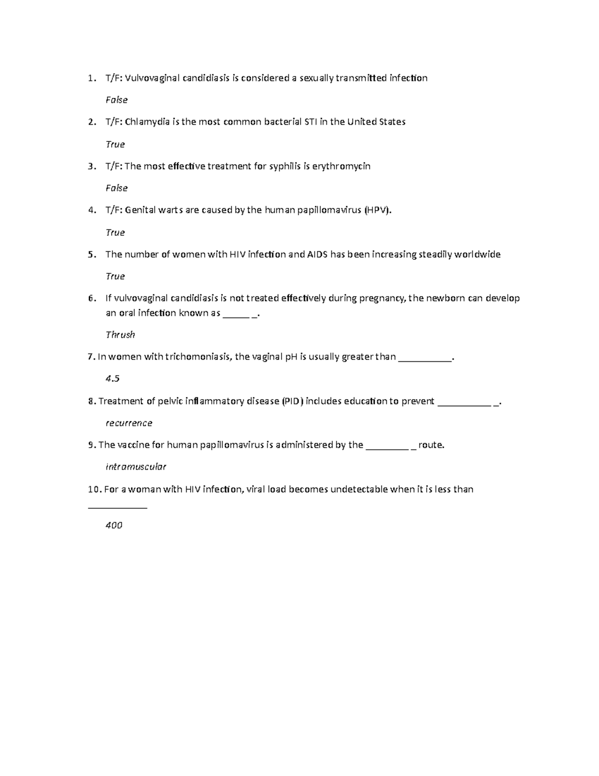 PLQ Chap 5 Sexually Transmitted Infections - NUR 350 - Studocu