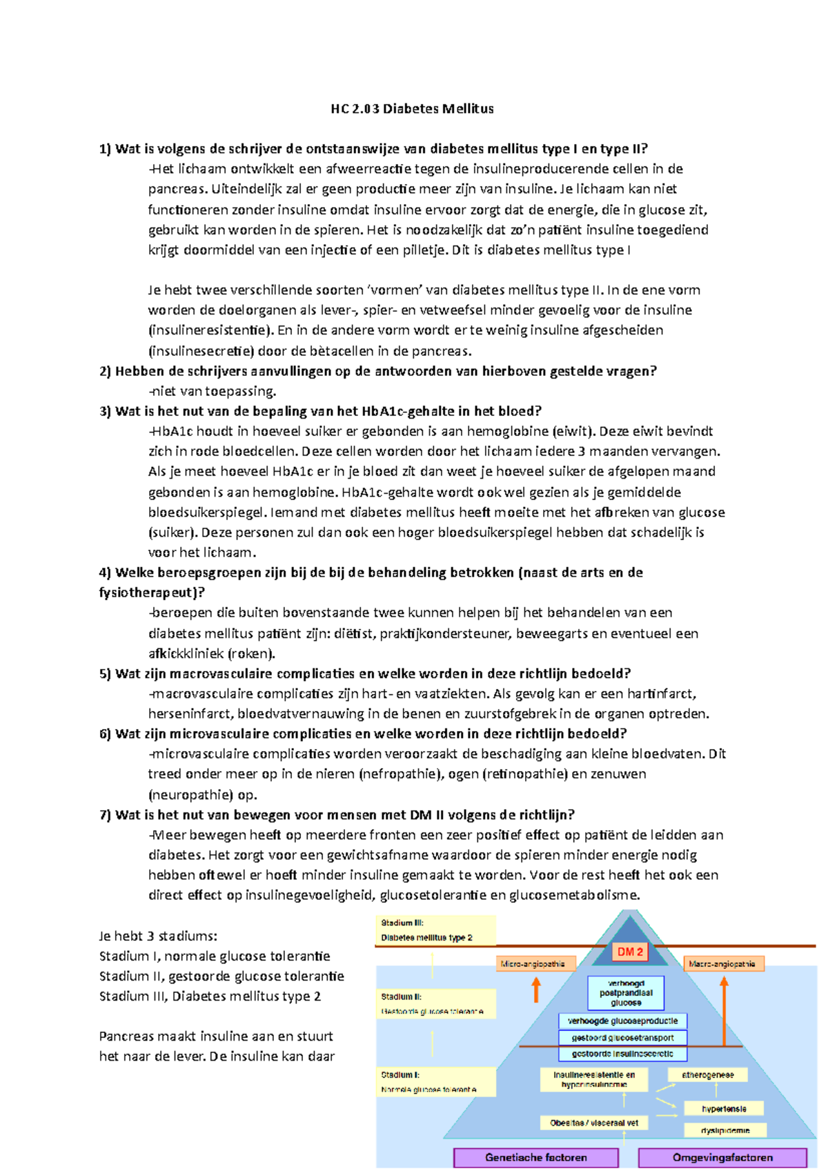 W2 Hoorcollege - HC 2 Diabetes Mellitus Wat Is Volgens De Schrijver De ...