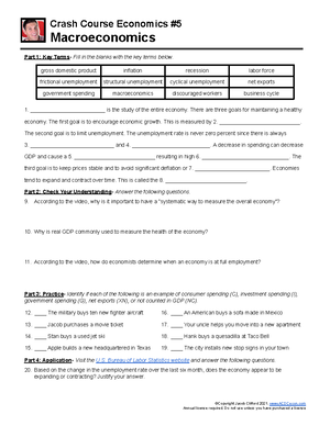 5 - very hard - Crash Course Economics Macroeconomics Part 1: Key Terms-  Fill in the blanks with the - Studocu