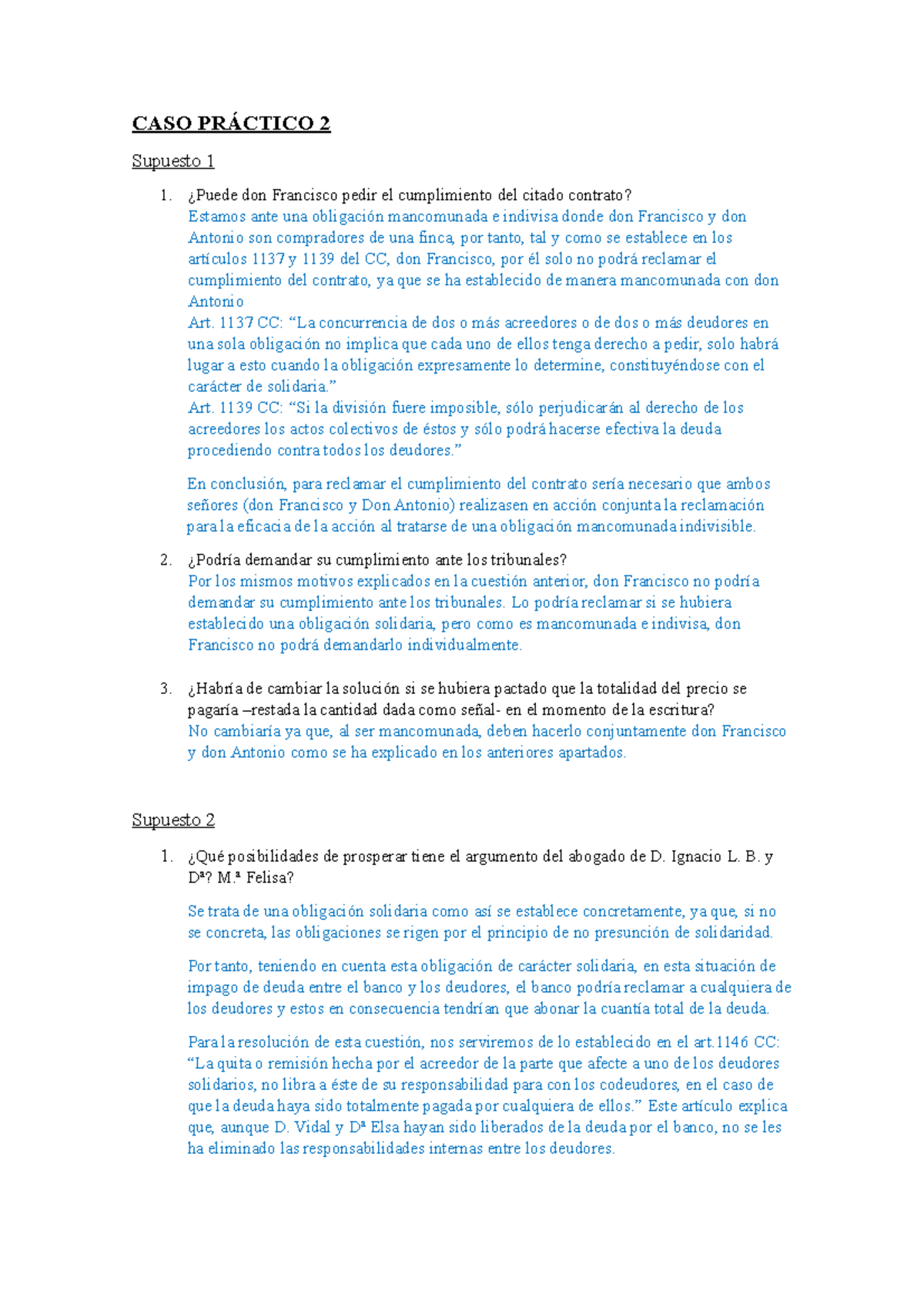 Casos Prácticos Resueltos Derechos DE Obligaciones Y Daños - CASO ...