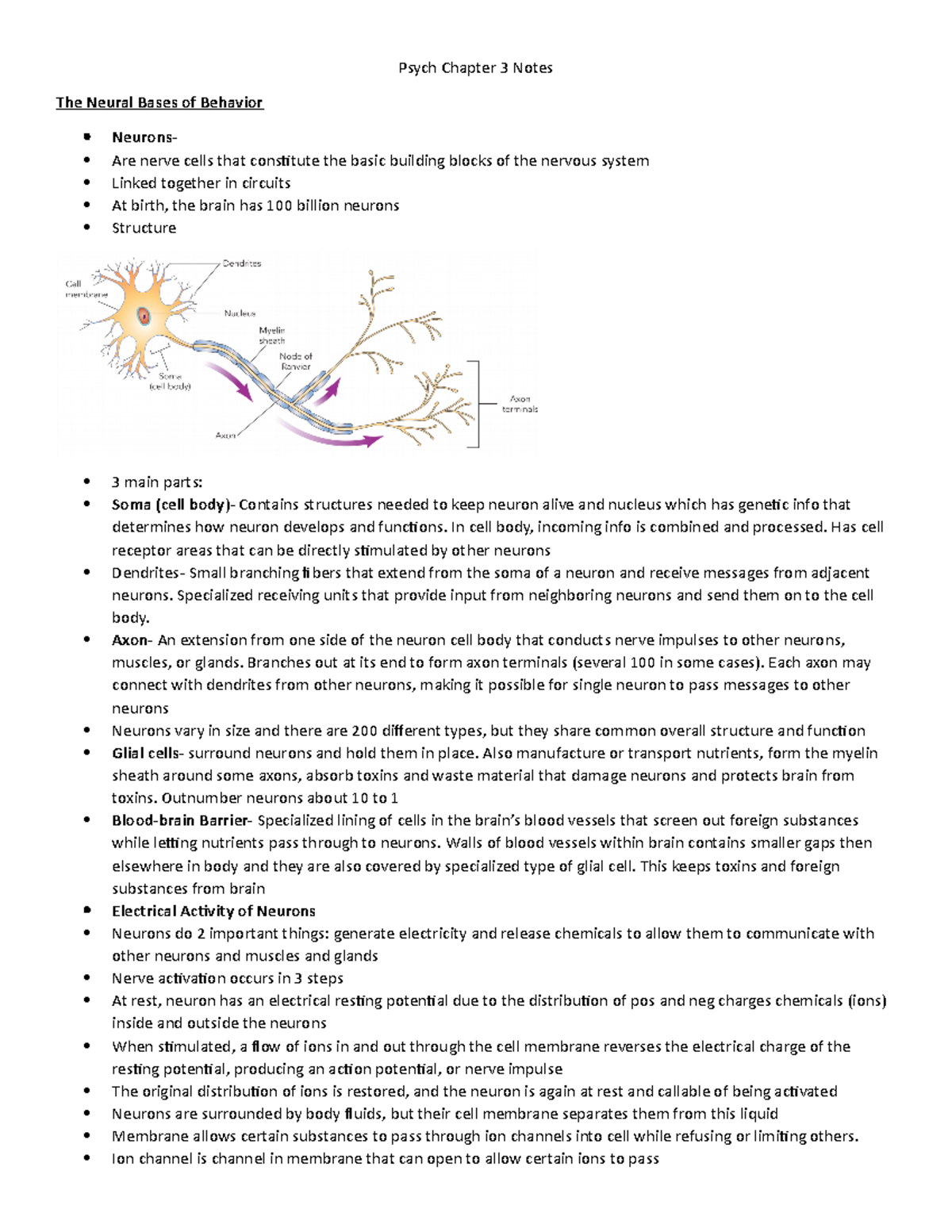 Psych Chapter 3 Notes - PSYCH1000 - UWO - Studocu