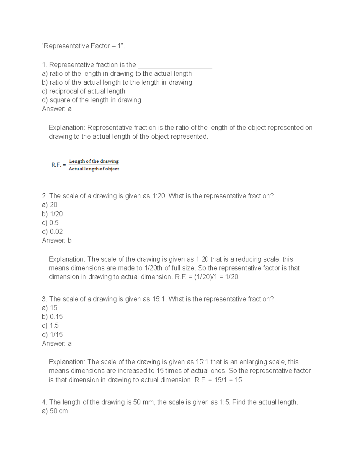 Engineering Graphics (15) - “Representative Factor – 1”. Representative ...