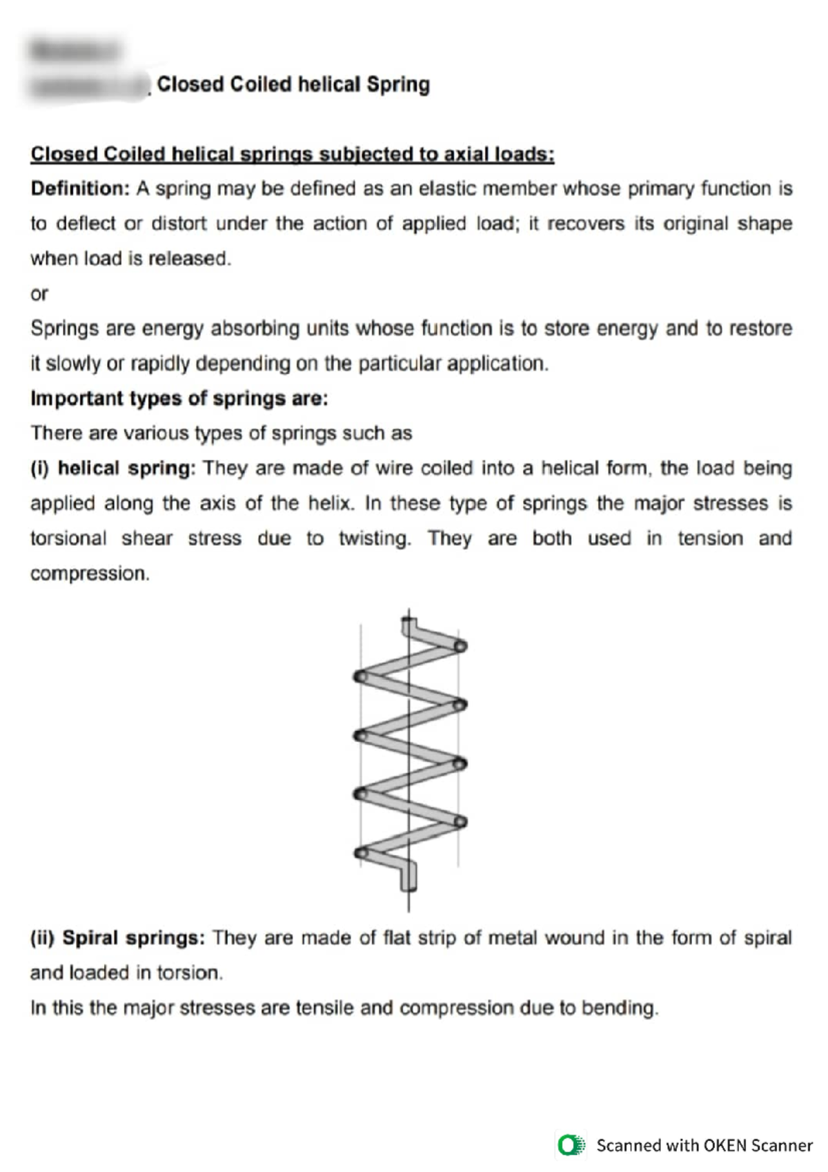 Structural Analysis 1 Closed Coiled Helical Spring, Spring Deflection